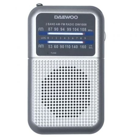 --Radio Portátil Daewoo DW1008/ Plata-