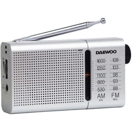 --Radio Portátil Daewoo DW1037/ a Pilas/ Plateada-
