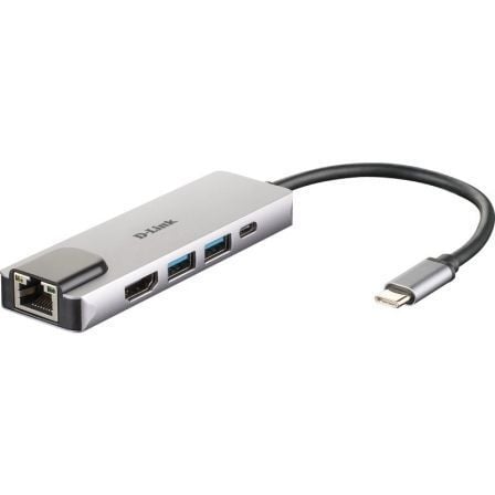 --Docking USB Tipo-C D-Link DUB-M520/ 2xUSB/ 1xUSB Tipo-C/ 1xHDMI 4K/ 1xRJ45/ 1xThunderbolt/ Gris-