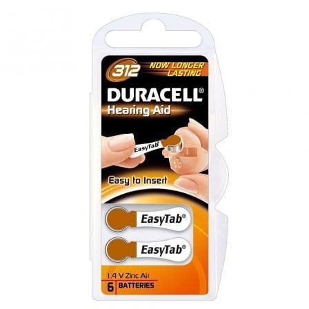 --Pack 6 Pilas para Audífono Duracell DA312/ 1.6V-