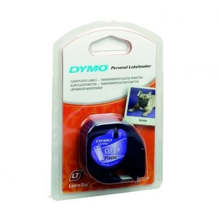 --Cinta Rotuladora Adhesiva de Plástico Dymo 12267/ para Letratag/ 12mm x 4m/ Negra-Transparente-