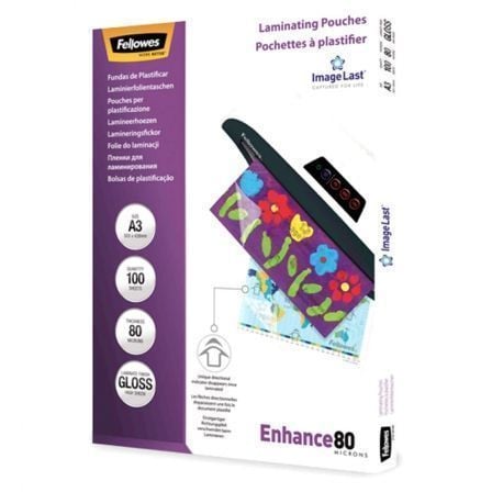 --Fundas para Plastificar Fellowes 5306207/ A3/ 80 Micras/ 100 unidades-