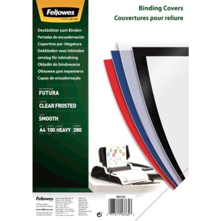--Portadas de Polipropileno Fellowes 5376503/ A4/ 300 Micras/ 100 unidades/ Transparente-