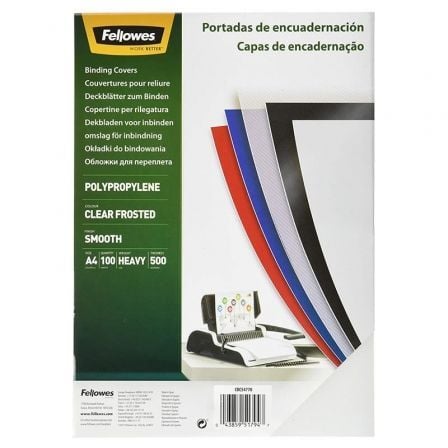 --Portadas de Polipropileno Fellowes 54770/ A4/ 500 Micras/ 100 unidades/ Helado Claro-