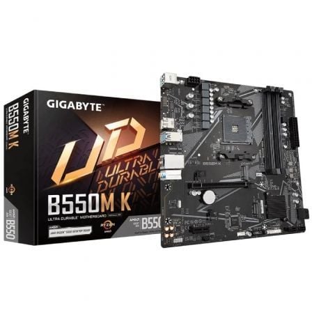 --Placa Base Gigabyte B550M K Socket AM4/ DDR4/ PCIe 4.0/ Micro ATX-