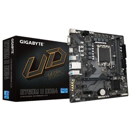--Placa Base Gigabyte B760M H DDR4 Socket 1700/ DDR4/ PCIe 4.0/ Micro ATX-