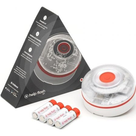 --Luz baliza de emergencia para coche Help Flash V16 Connected IoT/ Homologada/ Base Imantada/ Geolocalizable/ Funciona a Pilas-