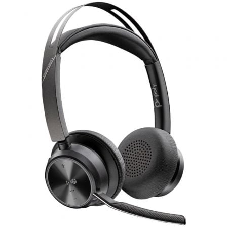 --Auriculares Inalámbricos Poly Voyager Focus 2 para Microsoft Teams + Adaptador USB-C-A + Soporte de Carga/ con Micrófono/ Bluetooth/ Negro-