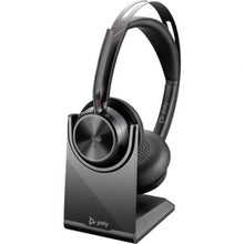 --Auriculares Inalámbricos Poly Voyager Focus 2 Microsoft Teams + Adaptador USB-C-A + Soporte de Carga/ con Micrófono/ Bluetooth/ Negros-