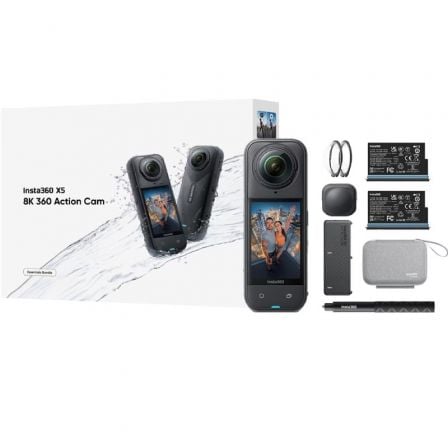 --Cámara Digital Deportiva Insta360 X5 Essecial Kit/ 8K/ Ángulo de visión 360º/ Negra-