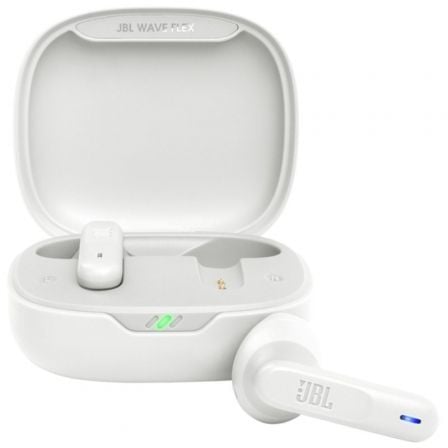 --Auriculares Bluetooth JBL Wave Flex con estuche de carga/ Autonomía 8h/ Blancos-