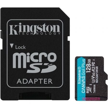 --Tarjeta de Memoria Kingston CANVAS Go! Plus 128GB microSD XC con Adaptador/ Clase 10/ 200MBs-