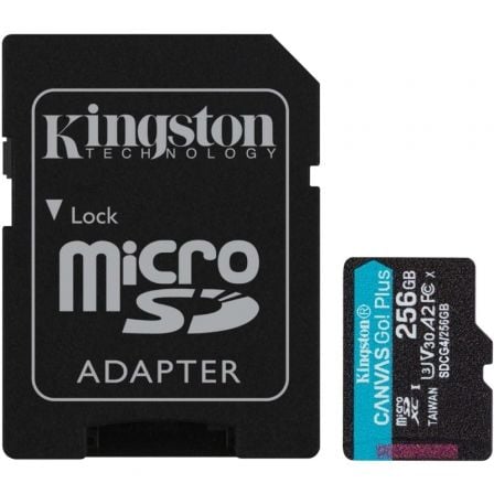 --Tarjeta de Memoria Kingston CANVAS Go! Plus 256GB microSD XC con Adaptador/ Clase 10/ 200MBs-