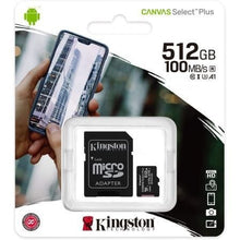 -2-Tarjeta de Memoria Kingston CANVAS Select Plus 512GB microSD XC con Adaptador/ Clase 10/ 100MBs-2