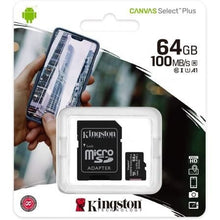 -2-Tarjeta de Memoria Kingston CANVAS Select Plus 64GB microSD XC con Adaptador/ Clase 10/ 100MBs-2