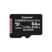 --Tarjeta de Memoria Kingston CANVAS Select Plus 64GB microSD XC/ Clase 10/ 100MBs-