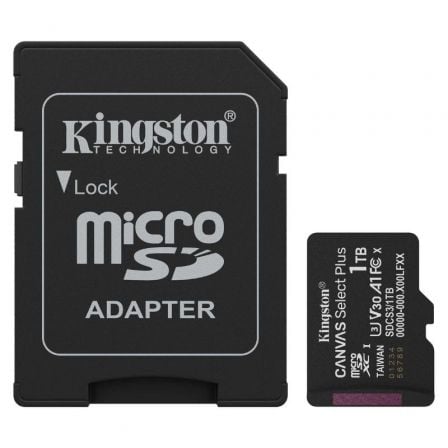 --Tarjeta de Memoria Kingston CANVAS Select Plus 1TB microSD XC con Adaptador/ Clase 10/ 150MBs-