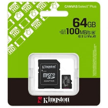 -2-Tarjeta de Memoria Kingston CANVAS Select Plus 64GB microSD XC con Adaptador/ Clase 10/ 100MBs-2