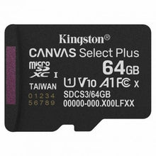 --Tarjeta de Memoria Kingston CANVAS Select Plus 64GB microSD XC/ Clase 10/ 100MBs-