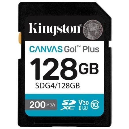 --Tarjeta de Memoria Kingston CANVAS Go! Plus 128GB SD XC/ Clase 10/ 200MBs-