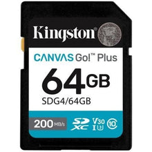 --Tarjeta de Memoria Kingston CANVAS Go! Plus 64GB SD XC/ Clase 10/ 200MBs-