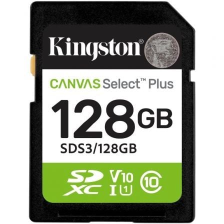 --Tarjeta de Memoria Kingston CANVAS Select Plus 128GB SD XC/ Clase 10/ 150MBs-