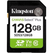 --Tarjeta de Memoria Kingston CANVAS Select Plus 128GB SD XC/ Clase 10/ 150MBs-