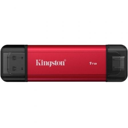 --Disco Externo SSD Kingston Dual Portable SSD 1TB/ USB Tipo-C y USB 3.2/ Rojo-