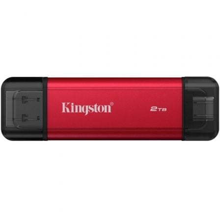--Disco Externo SSD Kingston Dual Portable SSD 2TB/ USB Tipo-C y USB 3.2/ Rojo-