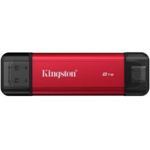 --Disco Externo SSD Kingston Dual Portable SSD 2TB/ USB Tipo-C y USB 3.2/ Rojo-