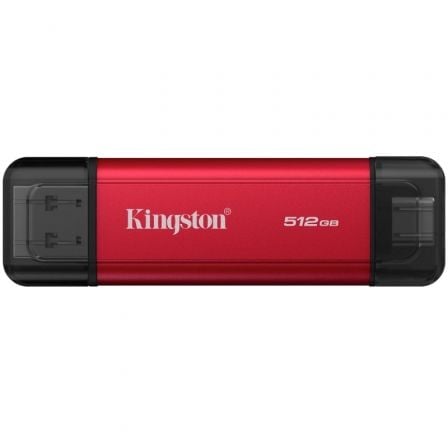 --Disco Externo SSD Kingston Dual Portable SSD 512GB/ USB Tipo-C y USB 3.2/ Rojo-