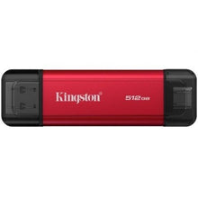 --Disco Externo SSD Kingston Dual Portable SSD 512GB/ USB Tipo-C y USB 3.2/ Rojo-