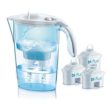 --Pack Jarra Filtrante Laica Stream Line/ 2.3L/ Blanca/ Jarra + 3 Filtros BI-FLUX-