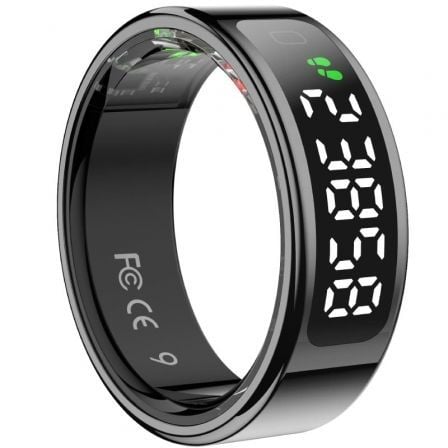 --Anillo Inteligente Leotec Kör Mau Smart Ring Talla 10/ Ø20mm/ Notificaciones/ Frecuencia Cardíaca/ Negro-