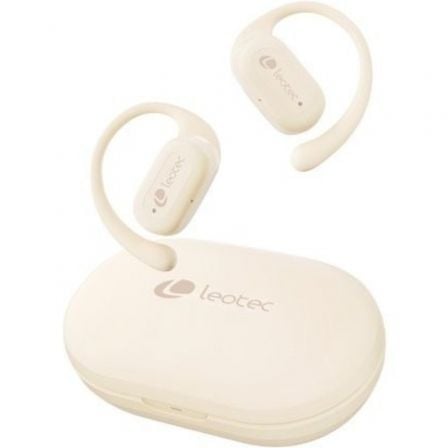 --Auriculares Deportivos Bluetooth Leotec Open Air Zenith Sport con estuche de carga/ Autonomía 6.5h/ Beige-