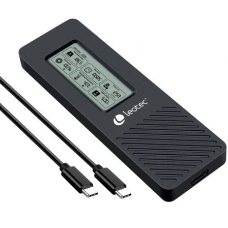 --Caja Externa para Disco SSD M.2 NVMe Leotec LEM2EXT01/ USB 3.2/ con Pantalla LCD-