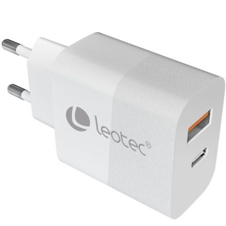 --Cargador de Pared GaN Leotec LECSPH30W2W/ 1xUSB Tipo-C/ 1xUSB/ 30W-