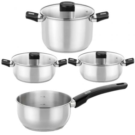 --Pack Batería de Cocina Elite Monix M240001/ Cazo Ø14cm/ Ollas Ø24cm/ Cacerolas Ø20 - 24cm/ Acero Inoxidable/ Apta para Inducción-