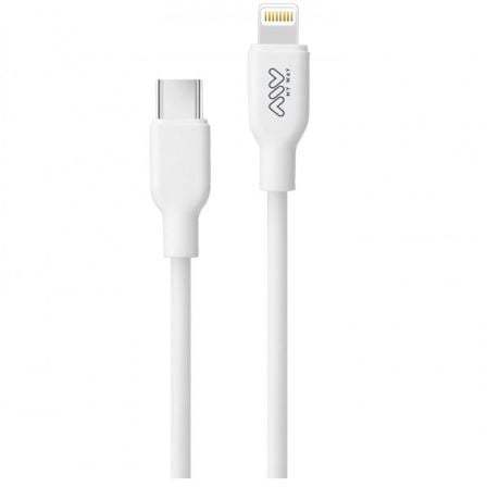 --Cable USB 2.0 Tipo-C Lightning Myway MWUSC0023/ USB Tipo-C Macho - Lightning Macho/ Hasta 20W/ 480Mbps/ 1m/ Blanco-
