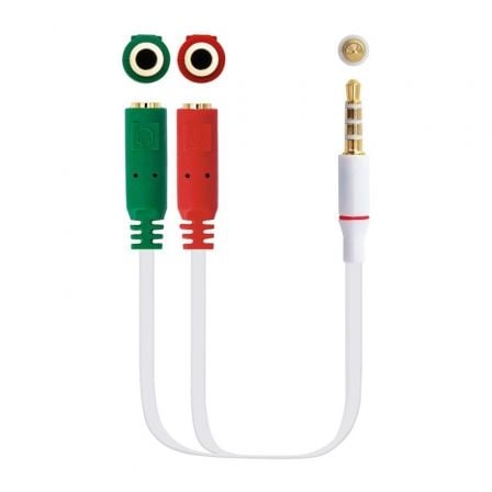 --Cable Estéreo Nanocable 10.24.1201/ Jack 3.5 Macho - 2x Jack 3.5 Hembra/ 20cm/ Blanco-