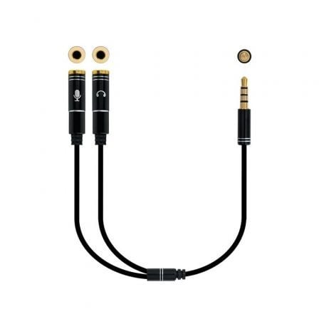 --Cable Estéreo Nanocable 10.24.1202/ Jack 3.5 Macho - 2x Jack 3.5 Hembra/ 30cm/ Negro-