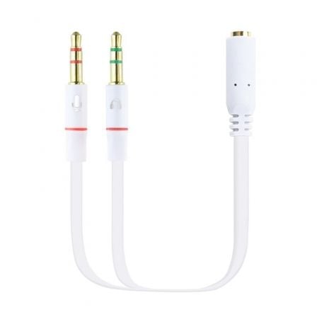 --Cable Estéreo Nanocable 10.24.1203/ Jack 3.5 Hembra - 2x Jack 3.5 Macho/ 20cm/ Blanco-
