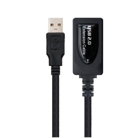 --Cable Alargador USB 2.0 Nanocable 10.01.0211/ USB Macho - USB Hembra/ 5m/ Negro-