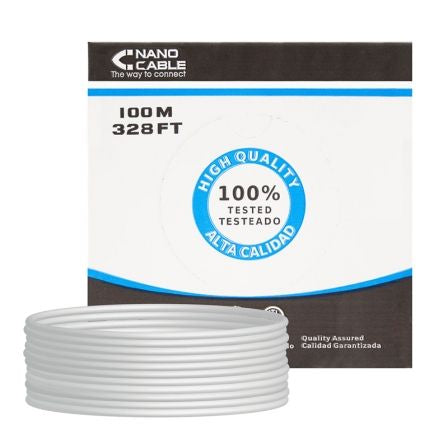 --Bobina de Cable RJ45 UTP Nanocable 10.20.0502 Cat.6/ 100m/ Gris-
