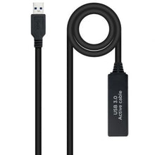 --Cable Alargador Amplificador USB 3.0 Nanocable 10.01.0312/ USB Macho - USB Hembra/ 10m/ Negro-