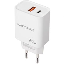 --Cargador de Pared Nanocable 10.10.2007/ 1xUSB/ 1xUSB Tipo-C/ 20W/ Blanco-
