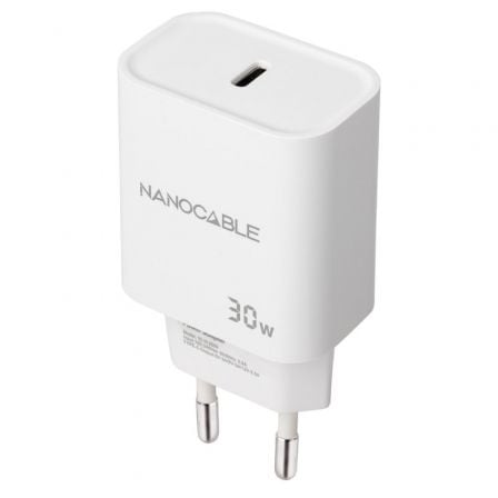 --Cargador de Pared Nanocable 10.10.2009/ 1xUSB Tipo-C/ 30W/ Blanco-