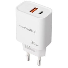 --Cargador de Pared Nanocable 10.10.2011/ 1xUSB/ 1xUSB Tipo-C/ 30W/ Blanco-