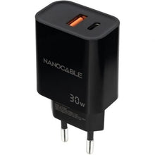 --Cargador de Pared Nanocable 10.10.2012/ 1xUSB/ 1xUSB Tipo-C/ 30W/ Negro-