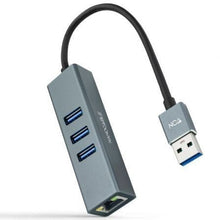 --Hub USB 3.0 Nanocable 10.03.0407/ 3xUSB/ 1xRJ45/ Gris-